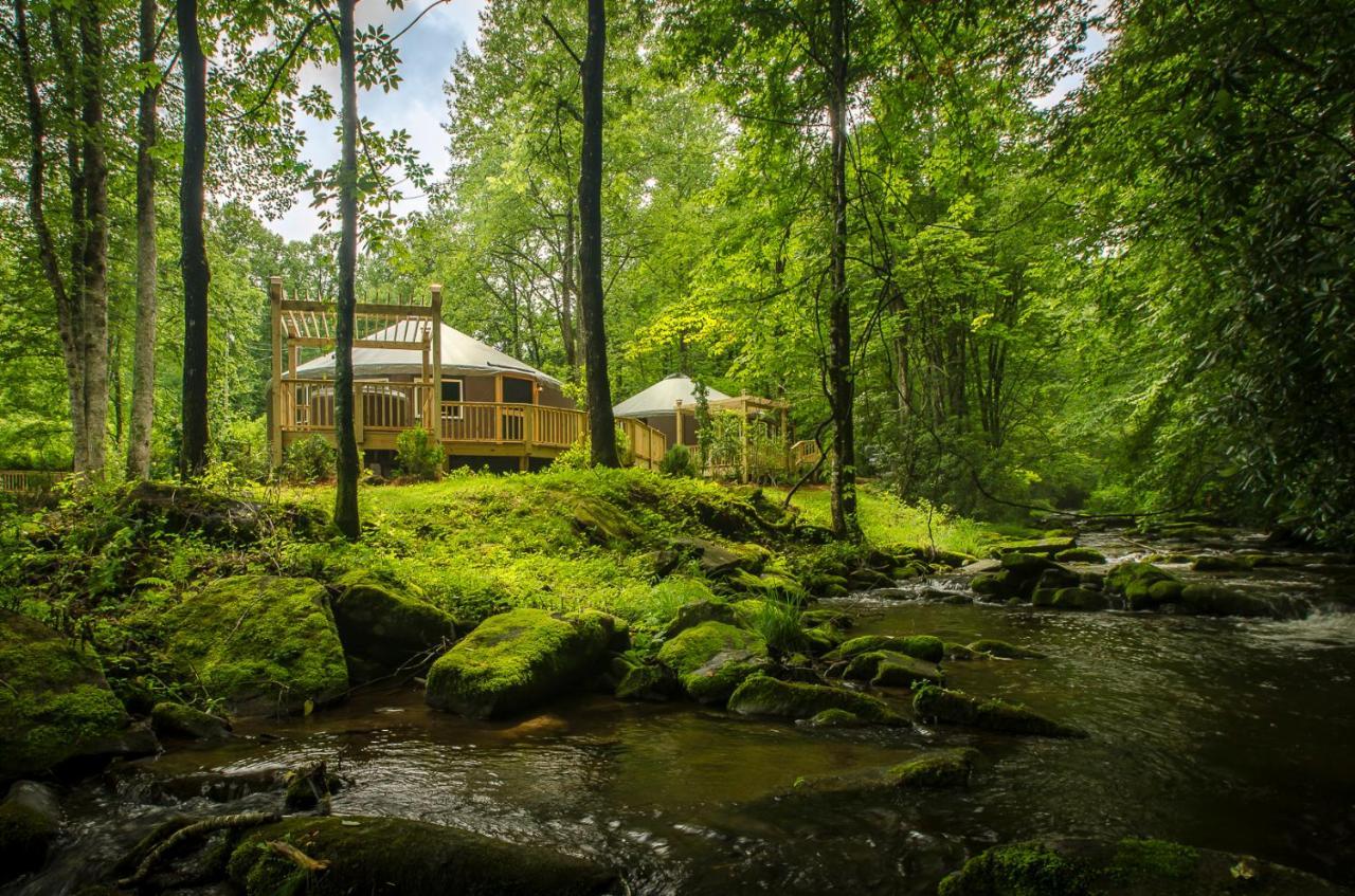 Spring Ridge Luxury Yurt - Creekside Glamping With Private Hot Tub Villa Topton Exteriör bild